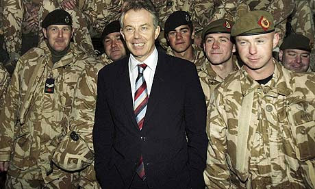 Tony Blair with British soldiers on duty in Basra in 2006