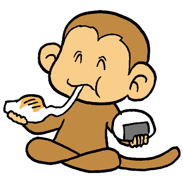 お餅を食べる猿のイラスト かわいいフリー素材が無料のイラストレイン