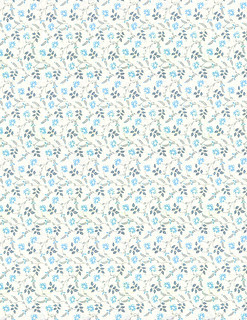 11b LIGHT antique blue painted wallpaper flowers - LETTER size 8.5 x 11 inch