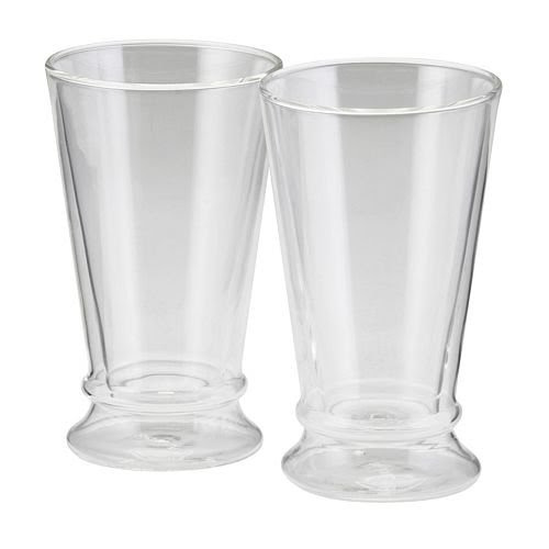 BonJour 12 Ounce Insulated Glass Latte-cup, Set of 2