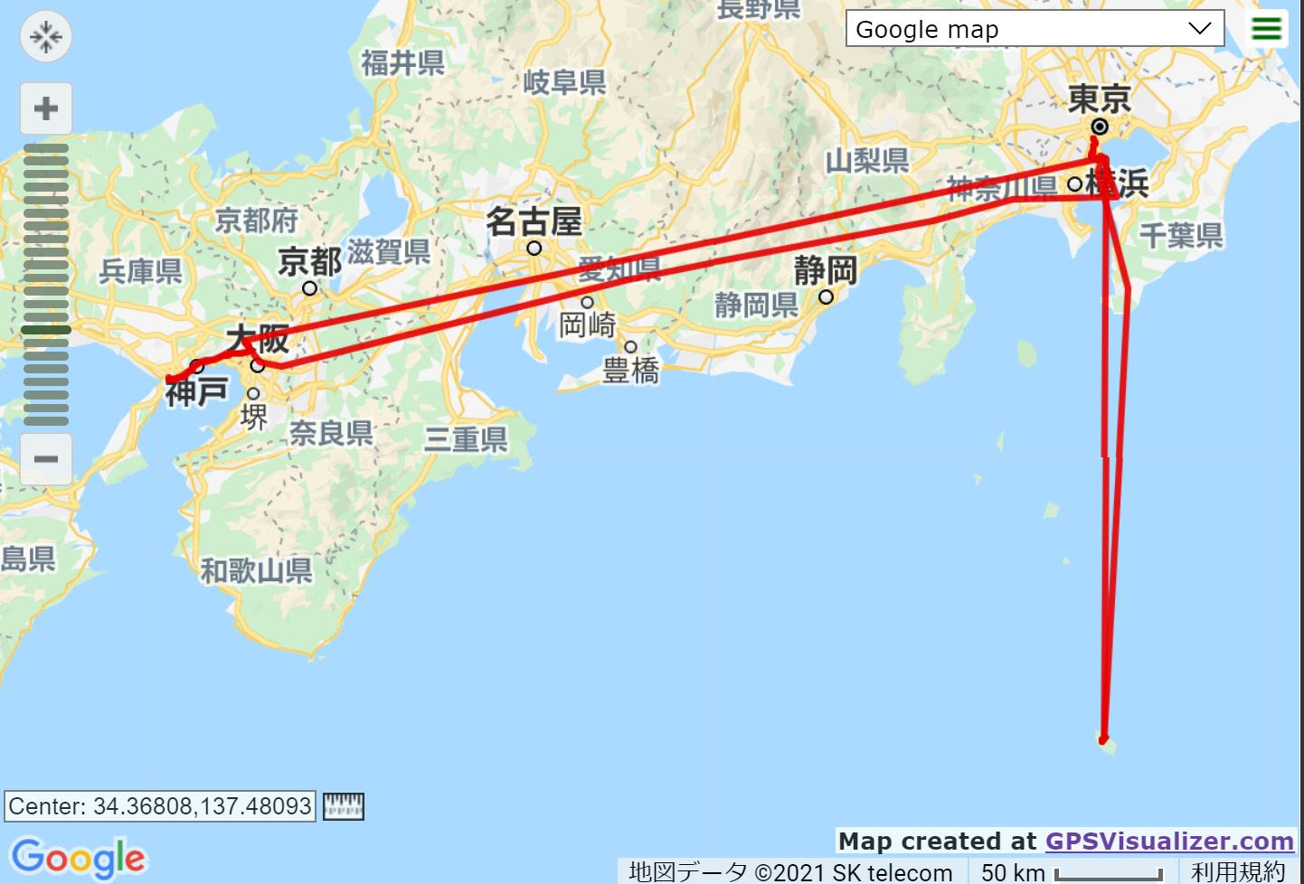 八丈島 神戸ルート地図