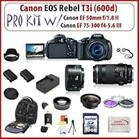 Canon EOS Rebel T3i SLR Digital Camera with Canon EF 50mm f/1.8 II & Canon EF 75-300mm f/4-5.6 III Lenses + Huge SSE Accessories Package