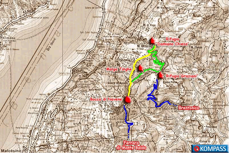 lago di garda turistická mapa Turistika na Lago di Garda, mapy, trasy lago di garda turistická mapa