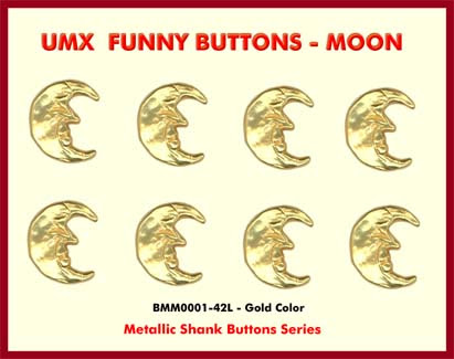 The funny metallic shank button with moon face.