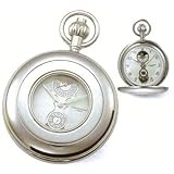 Charles-Hubert ,Pocket Watch 17 jewels- Chrome Plated See-through Cover Pocket Watch