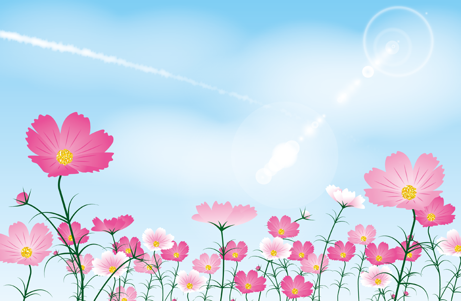 フリーイラスト 青空とコスモス畑でアハ体験 Gahag 著作権フリー写真 イラスト素材集