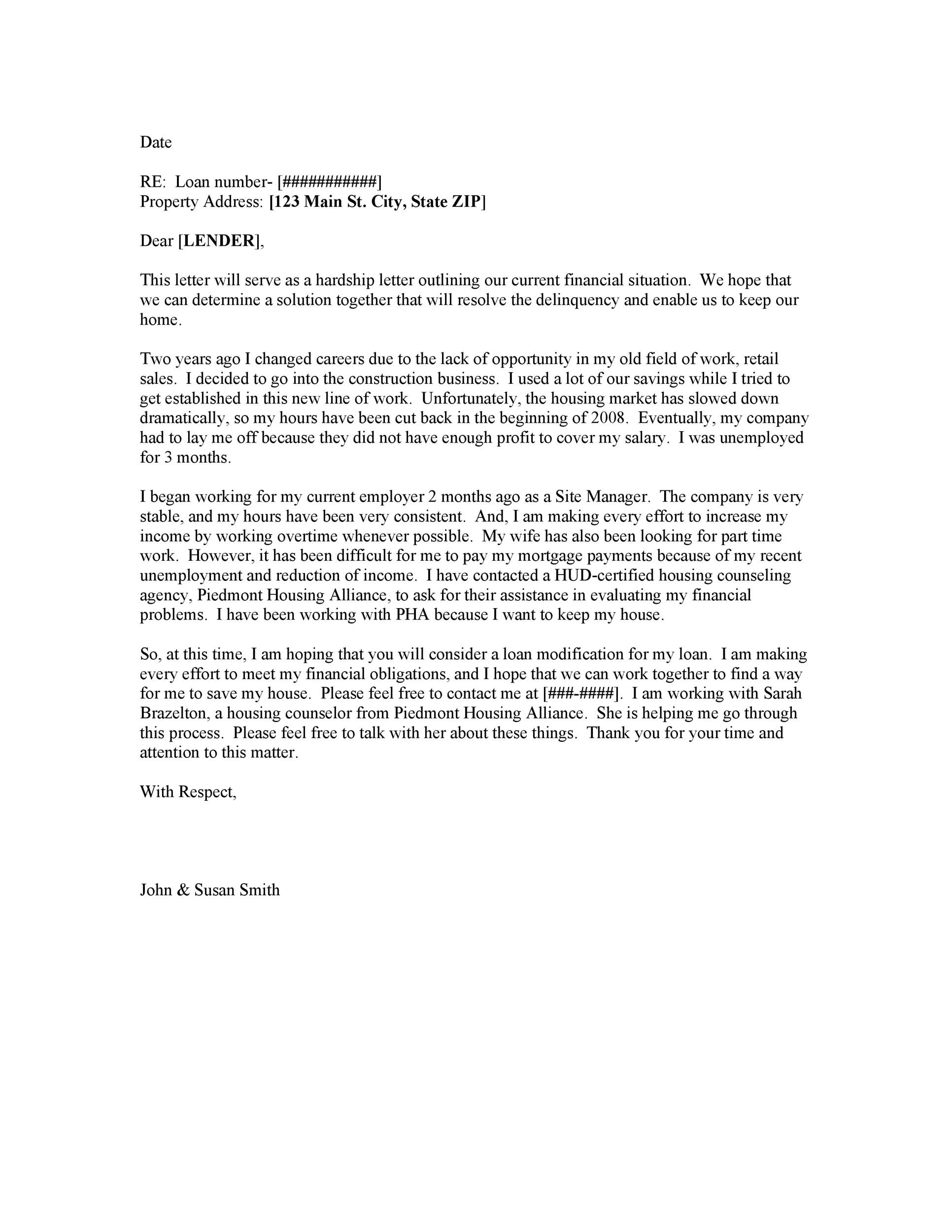 caliber home loans hardship letter