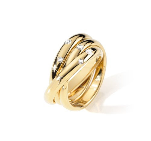  Morellato - SNA1201656 - Love Rings - Bague Femme - 3 Anneaux - Acier Doré - Cristaux Blancs - T 56