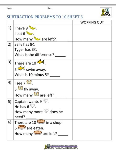 Free pdf worksheets from k5 learning's online reading and math program. 1st grade subtraction word problems