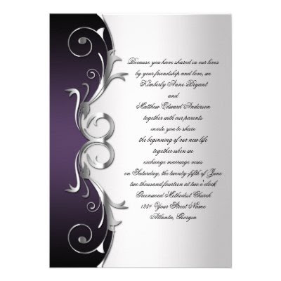 Ornate Purple Black Silver Wedding Celebration Personalized Invite