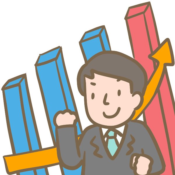 成績を伸ばす営業マン 男性 のイラスト かわいいフリー素材が無料のイラストレイン