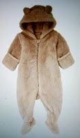 Uniqlo Baby Fluffy Yarn Fleece Snowsuit onesies bear Hood brown 3-6 M used