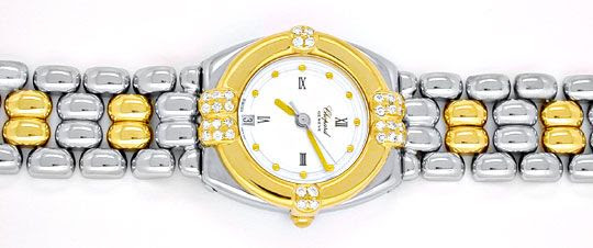 Originalfoto CHOPARD GSTAAD DAMEN DIA-LÜNETTE STAHLGOLD TOPUHR NEUZ.