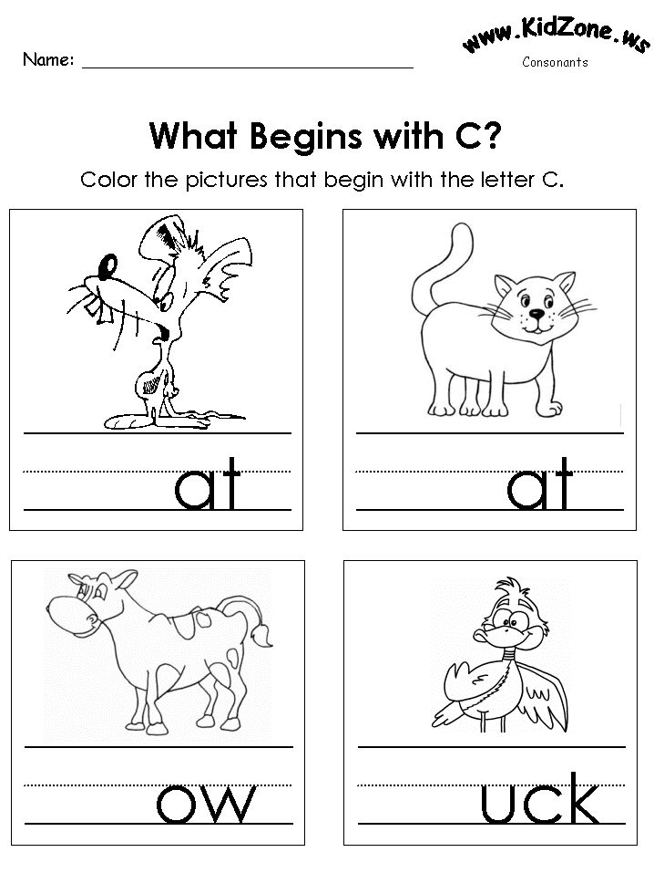 Color the Pictures - Beginning Letter Sounds