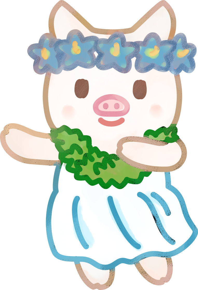 フラダンスイラスト ネコとブタのフラガール ハワイアン 可愛い無料イラスト素材集