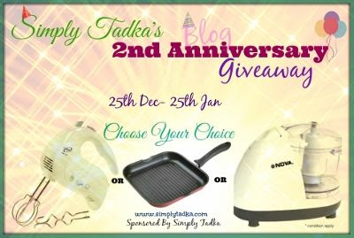 Simply Tadka's 2nd Blogiversary Event & Giveaway Simply Tadka's 2nd Blogiversary Event & Giveaway