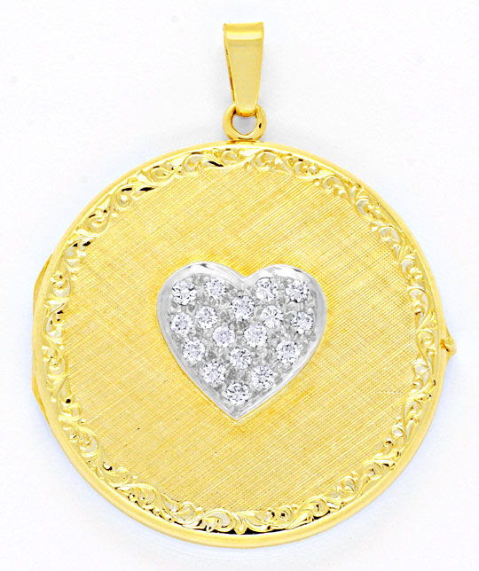Original-Foto 2, GROSSES GOLD-MEDAILLON, HERZ MIT BEST-BRILLANTEN LUXUS!