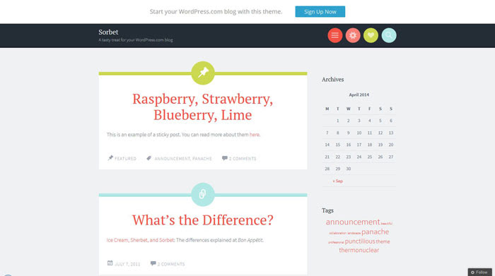 Sorbet Free Responsive WordPress Theme