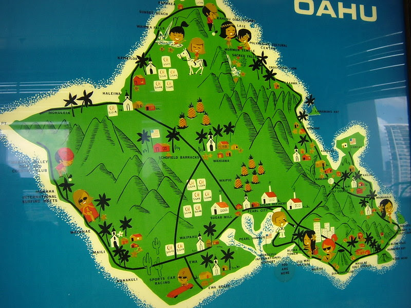 絵地図 オアフ島 オヒアとレフア