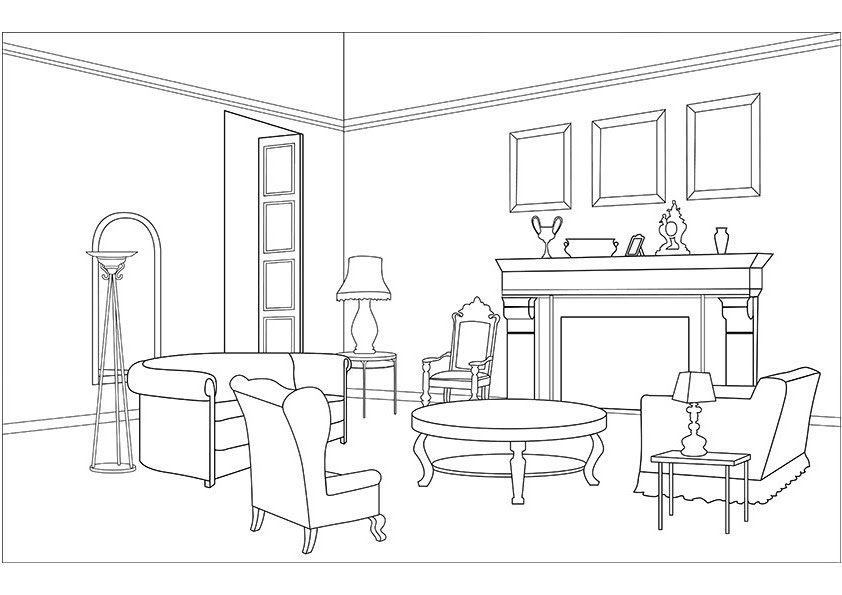 Download Living room coloring pages download and print for free