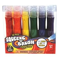 Elmer's Squeeze 'N Brush Washable Tempera Paint Brushes, Set of 12 Color Brushes