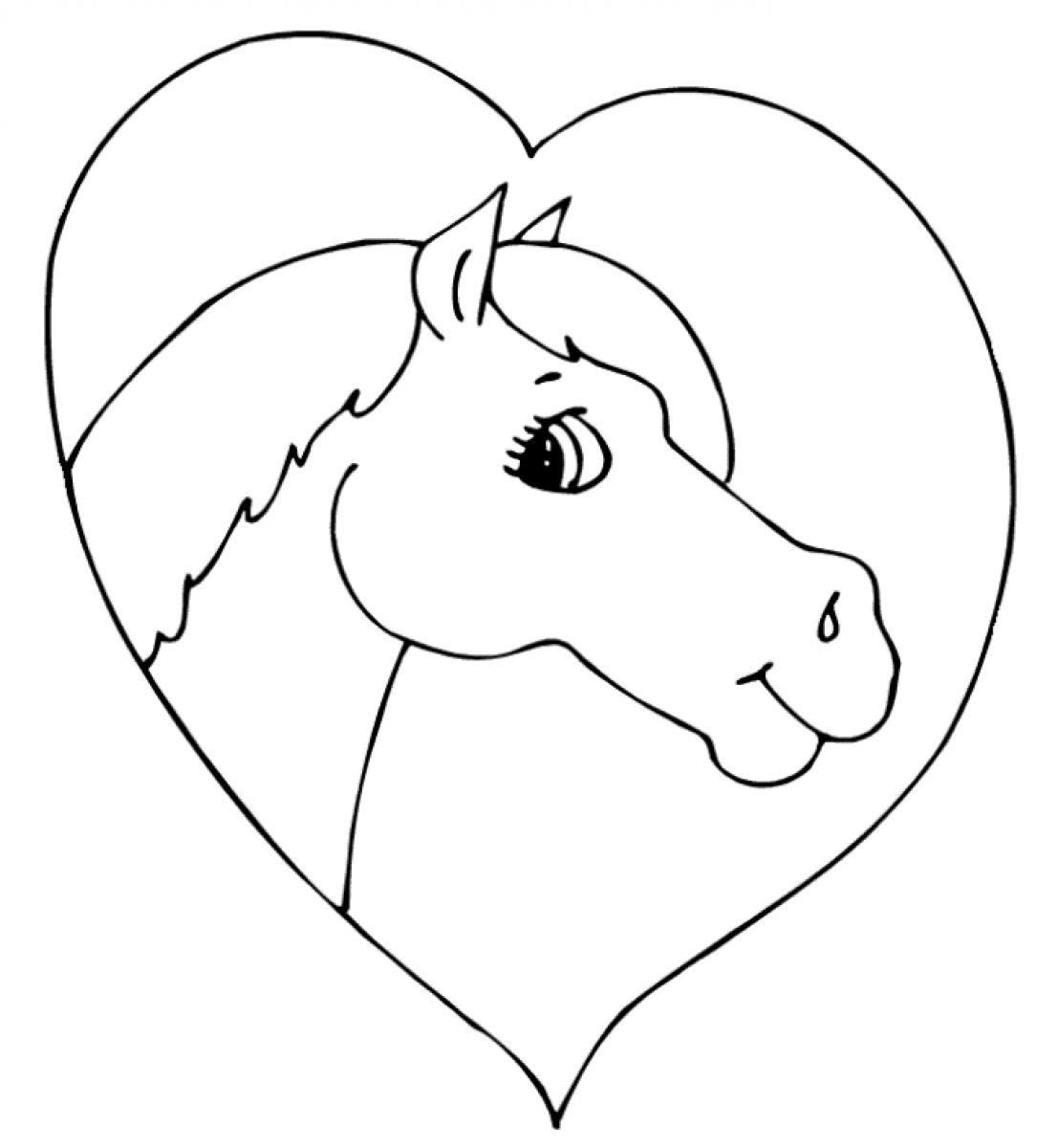 Coloriage cheval avec coeur