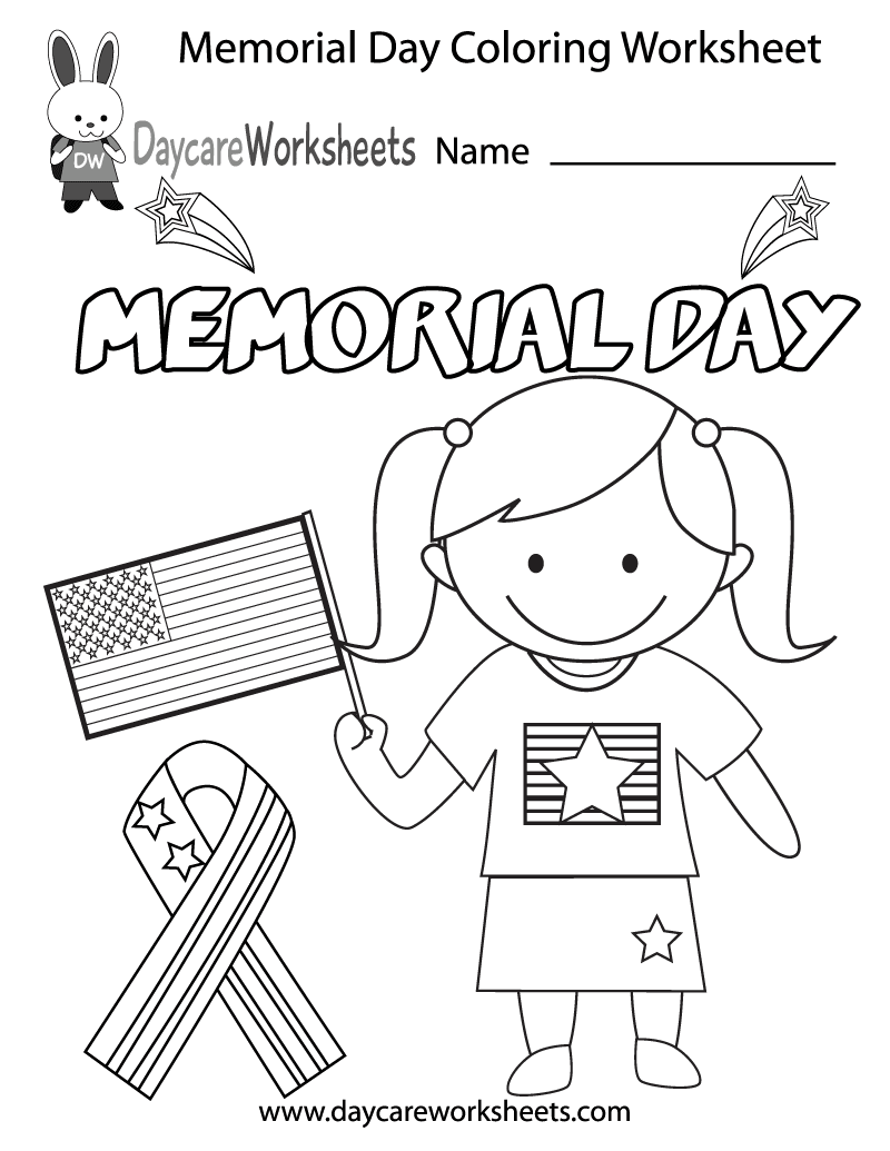 memorial day coloring worksheet printable