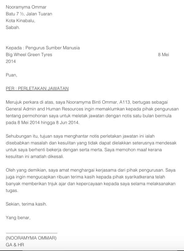Contoh Surat Rasmi. Surat Berhenti Kerja Termudah?