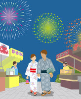 カップル 夏祭り 花火 の画像素材 イラスト素材ならイメージナビ