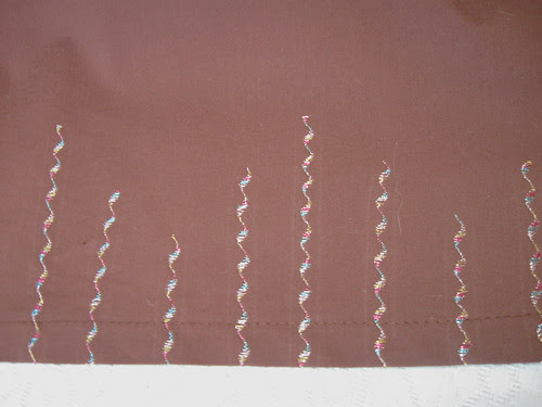 brown skirt embroidery closeup