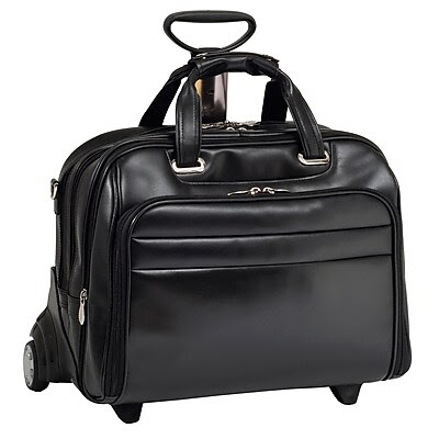 McKlein USA Midway R Series Black Full Grain Cowhide Leather Detachable Wheeled Laptop Case (86605)