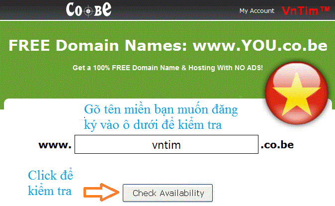 Hướng dẫn đăng ký tên miền miễn phí .Co.Be