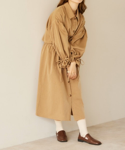 Moitytto モイテュット のファッション 袖ボリュームトレンチシャツワンピース シャツワンピース Moi