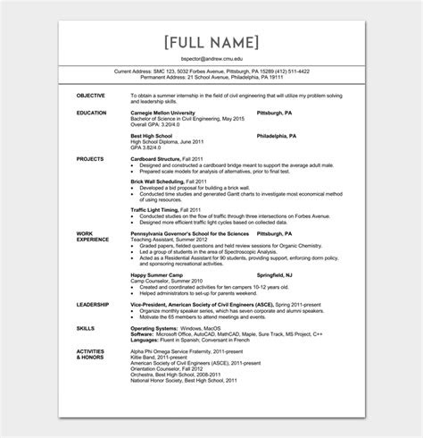 civil engineer resume template  samples  word