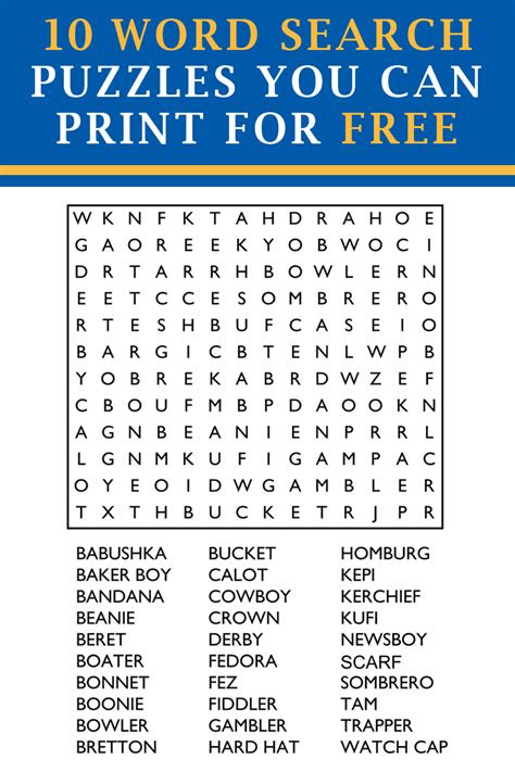  10 free word search puzzles you can print free printable word