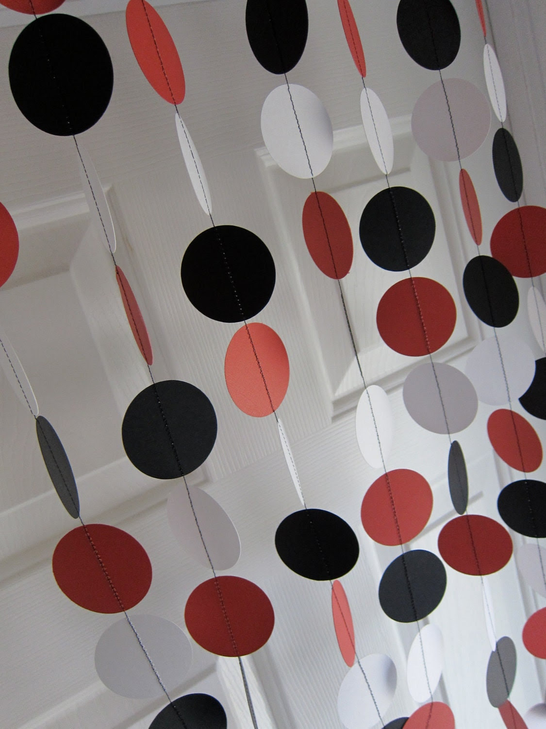 Paper Garland Decorations Red Black & White by SuzyIsAnArtist