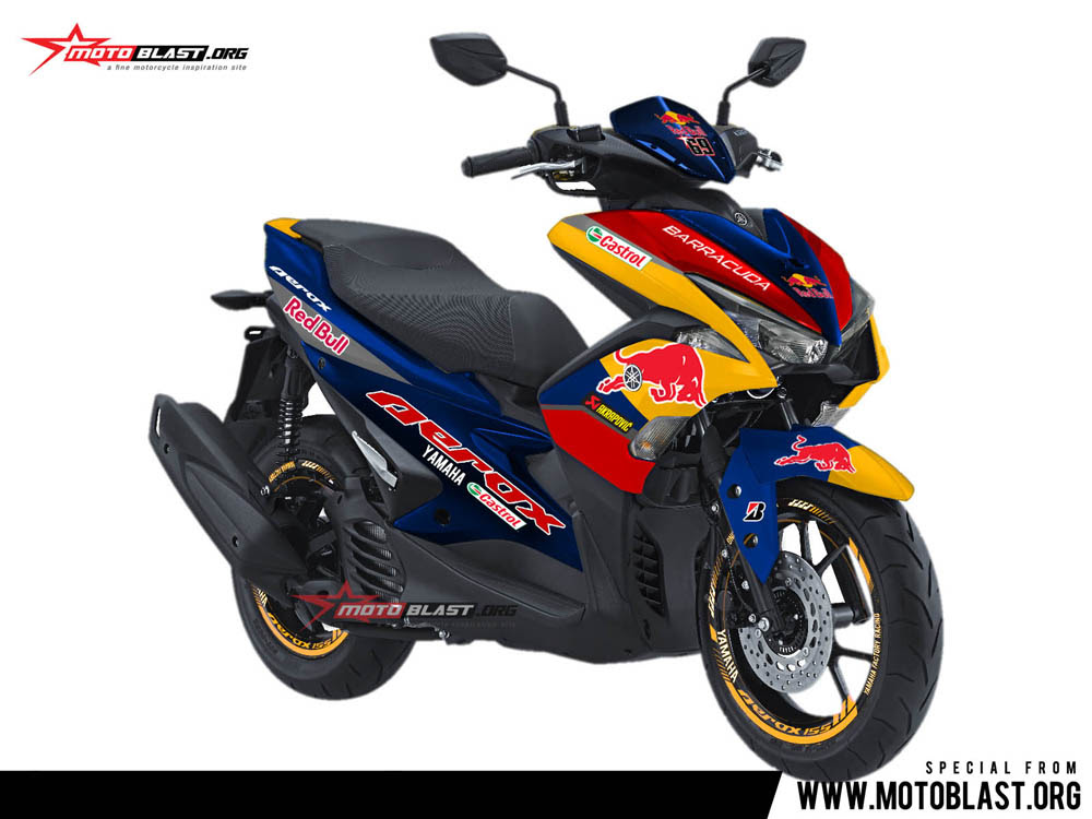 Modifikasi Striping Yamaha Aerox 155vva Blue matte livery 