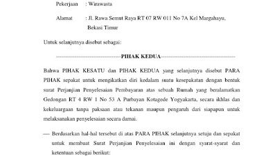 Contoh Surat Persetujuan Dua Pihak