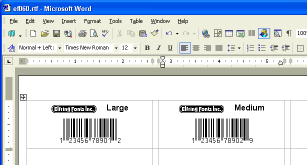Print bar code labels using your word processor a barcode font, and Avery label sheet templates.