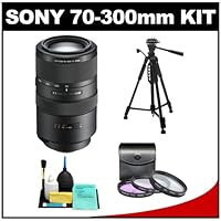 Sony Alpha 70-300mm f/4.5-5.6 G SSM Zoom Lens with Tripod + 3 UV/FLD/CPL Filter Set + Cleaning Kit for SLT-A57, A58, A65, A77, A99 DSLR Camera