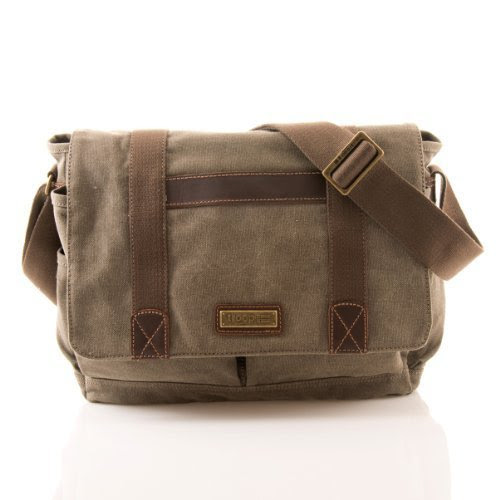  Handbag Queen UK - Grande Sacoche Marron en Toile Unisexe 29cmx40cm Londres Sac Cuir 281BR