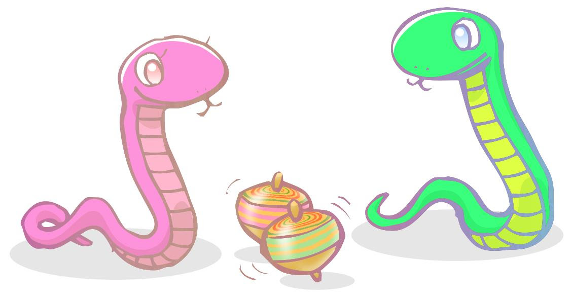独楽と蛇イラスト素材 Kmsys巳年賀状イラスト素材集