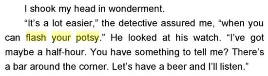 flash your potsy | Tacky Harper's Cryptic Clues