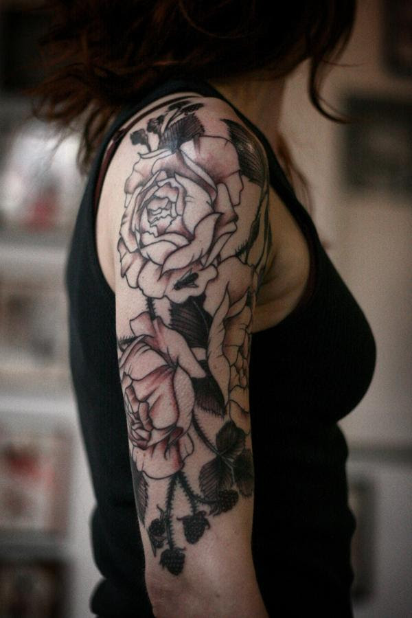 quarter sleeve flower tattoo