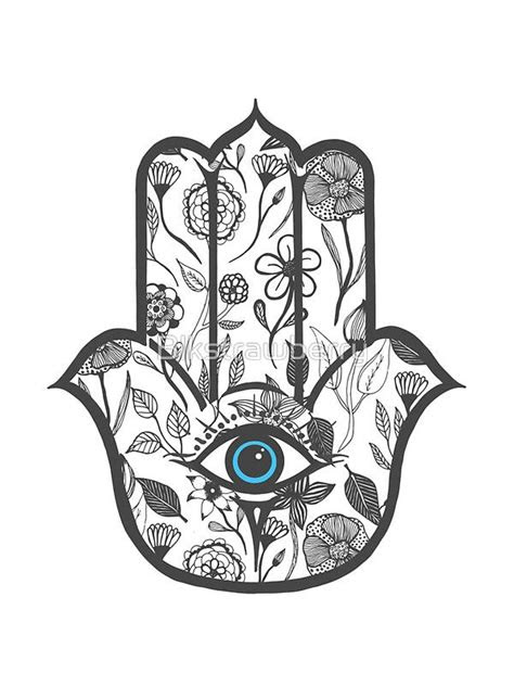 simple hand drawn floral hamsa hand sticker