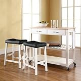 Natural Wood Top Kitchen Cart/Island With 24