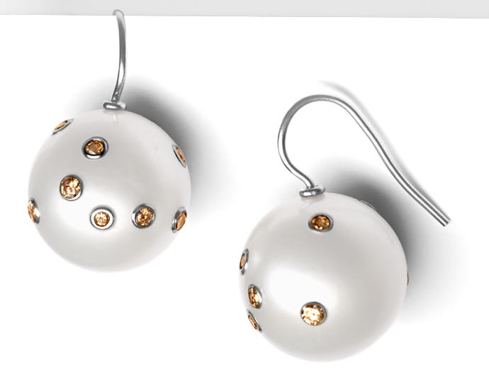 Original-Foto 1, BRILLANT-OHRRINGE, MAKELLOSE 16mm SÜDSEEPERLEN, SCHMUCK