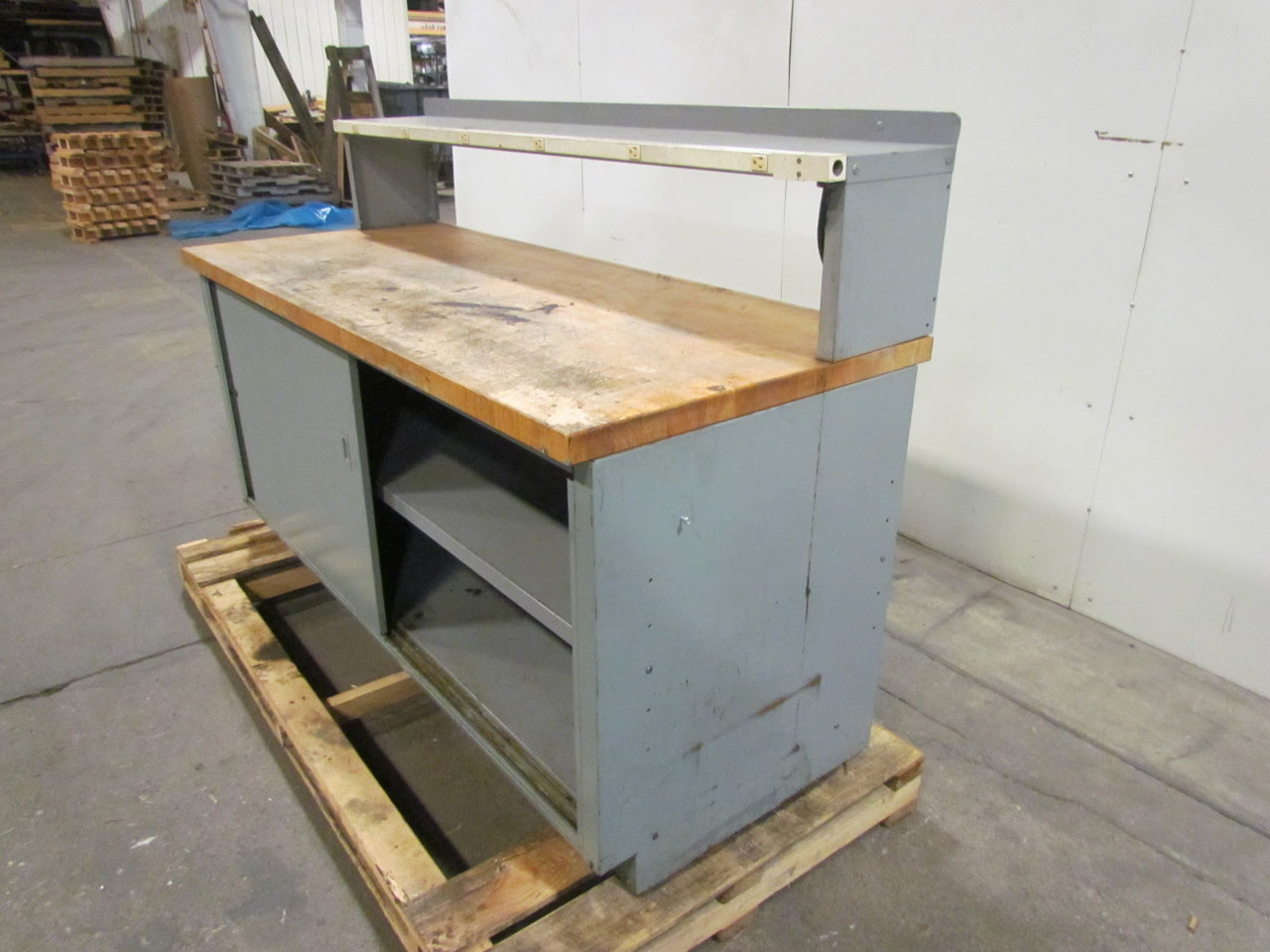72X30X34" Butcher Block Workbench Cabinet Table 2-Door W ...