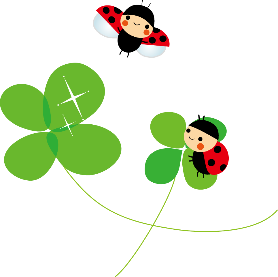 てんとう虫とクローバーのイラスト 無料イラスト フリー素材
