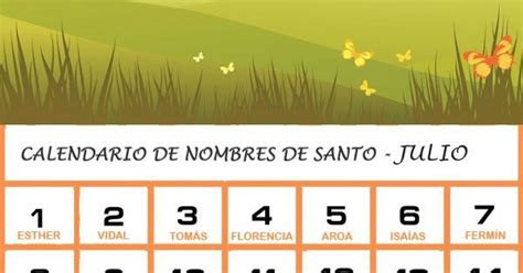 calendario de los nombres de santos de julio santos